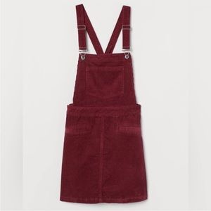 H&M Burgundy Corduroy Overall Skirt Size 6